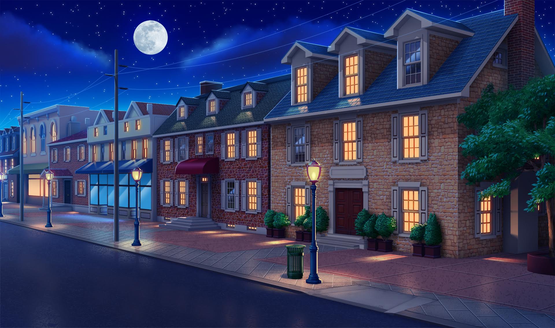 Ext Chestnut Hill Downtown 3 Night Cenario Anime Cenarios Digitais Fundo De Animacao